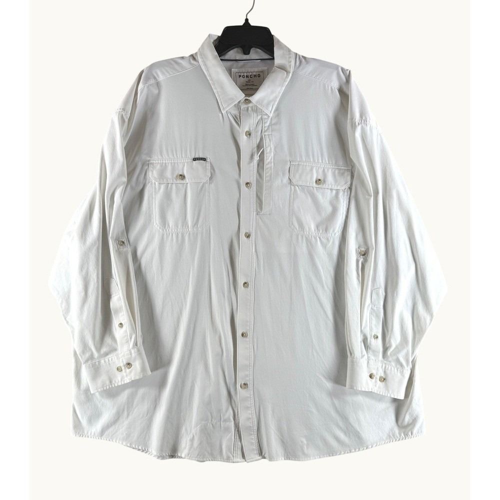 Poncho Fishing 3XL White Magnetic Pockets‎ Performance Outdoor RN155871 FLAW